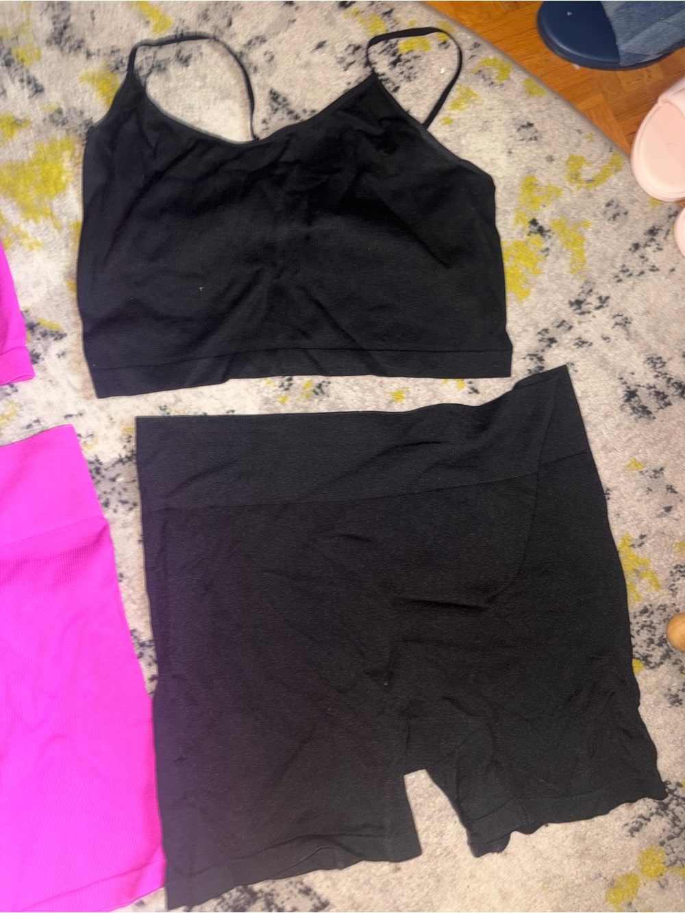 wild fable Black Seamless Bike Shorts and tank Set